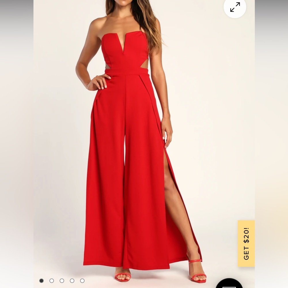 Red jumpsuit.